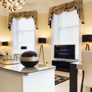 Living Room of "Sheer Luxe* apartment at Marks @ The Manor 5* Riverside Apartments, Sky TV, Amazon Alexa  