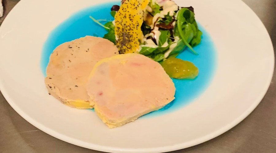 Duo foie gras truffe et orange gelée curaçao 