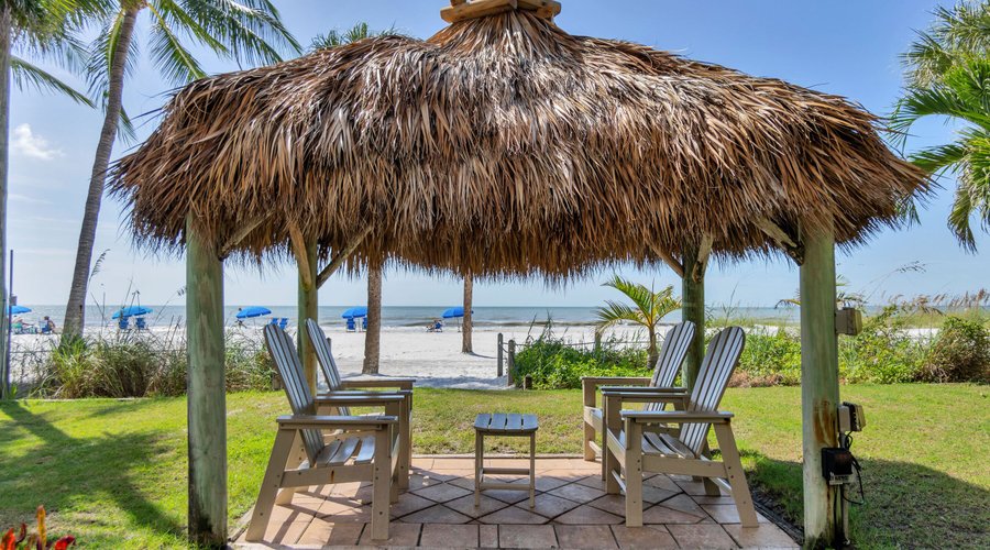 Relax under one of our mini Tiki Huts