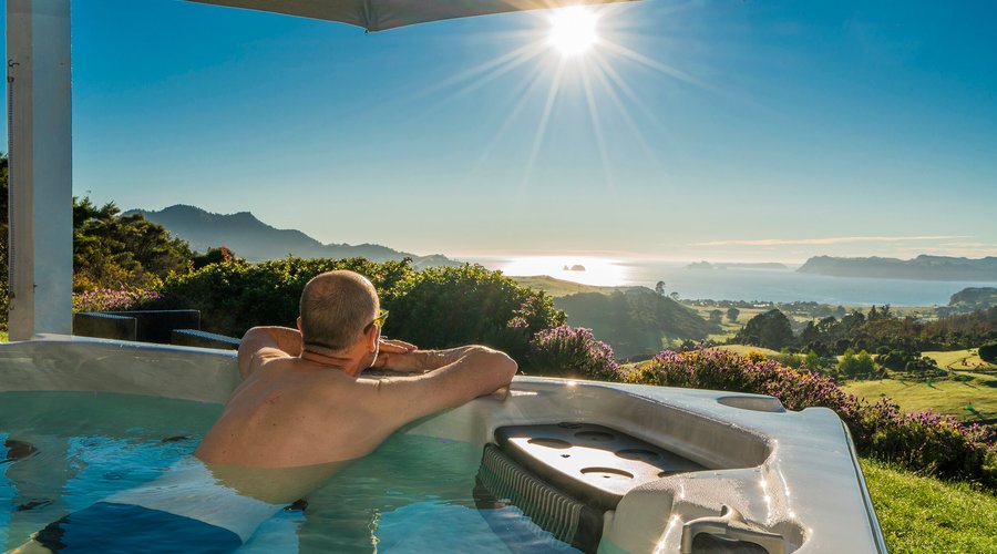 Our state of art Hot Spa Pool with two full massage loungers and a pair of lovers seats with and additional two seats 