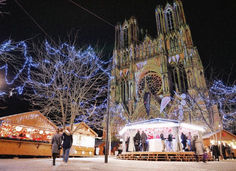 Cathedral of Notre-Dame de Reims Christmas Market in France