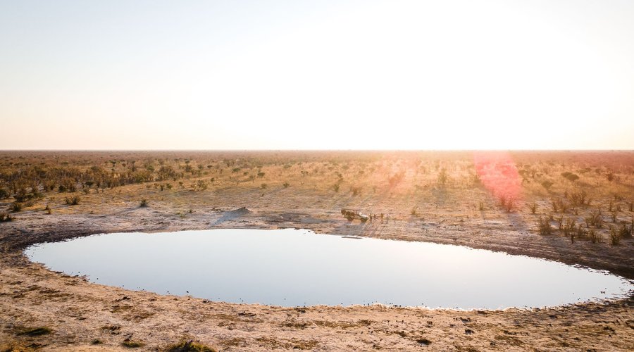 The huge waterhole on Mankwe's concession. 