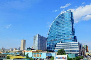 Blue Sky Hotel & Tower in Ulaanbaatar, image may contain: City, Cityscape, Urban, Office Building