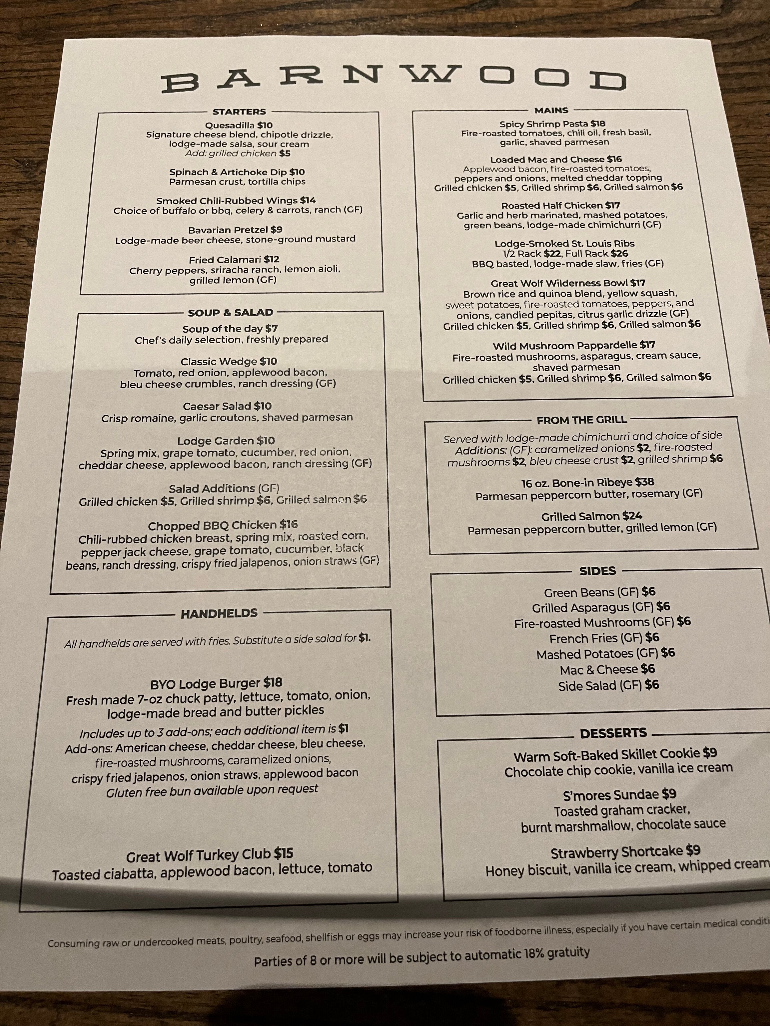 GREAT WOLF LODGE Manteca Kalifornien Bewertungen   Menu As Of Nov 12 2021 