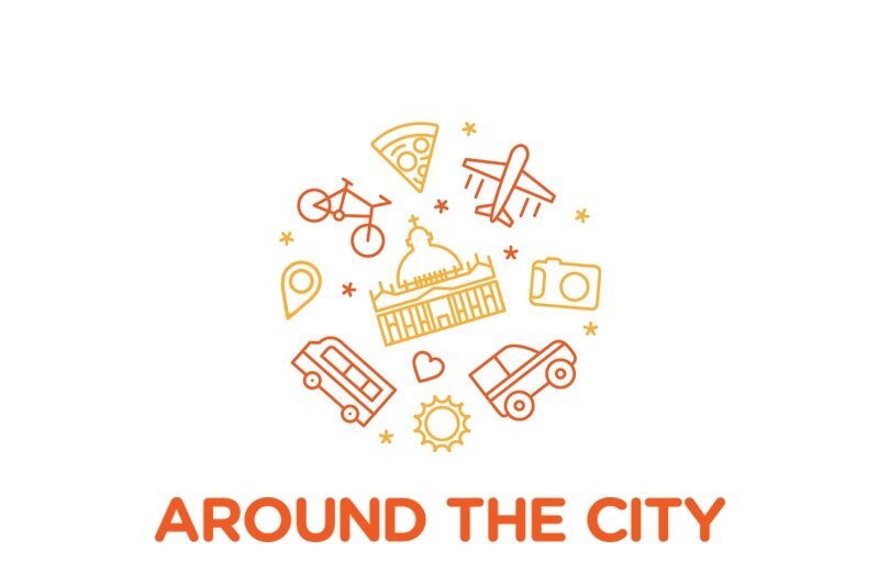 Around вокруг. Eduka klasė logo. Word barers Pretor.