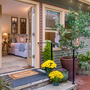 The Ravenna room is located on the main floor and features a private entrance from the back patio.