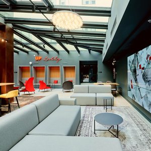 Up Hotel Budapest in Budapest, image may contain: Penthouse, Bed, Furniture, Chair