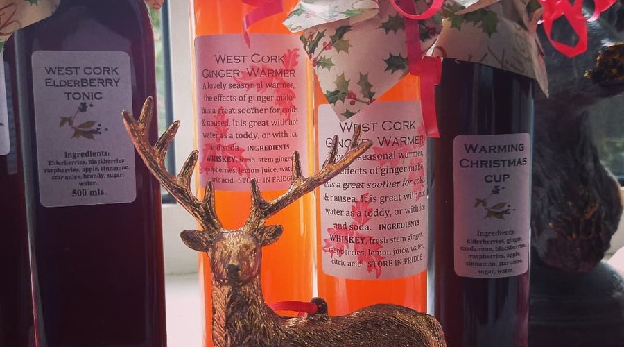 Ginger and raspberry cordial and elderberry tonic