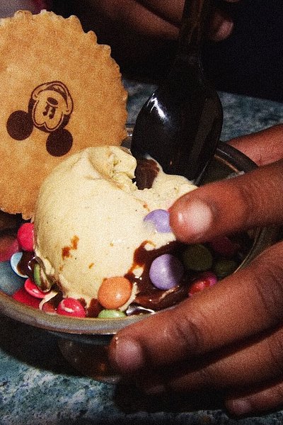 Mickey Mouse ice cream dessert at Disneyland Paris