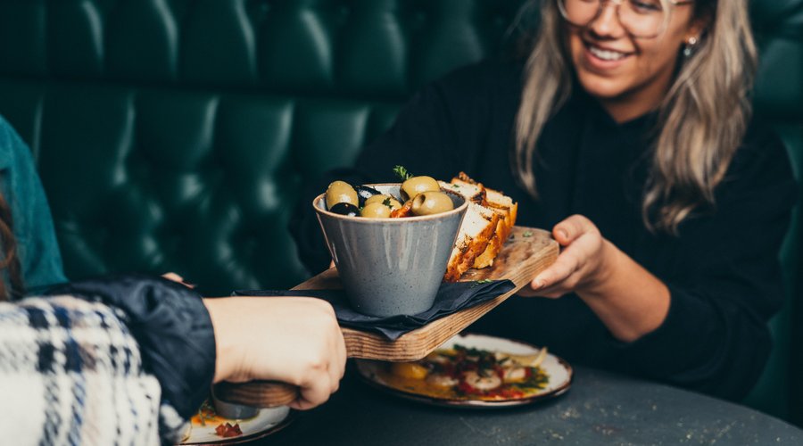 Sharing bread & olives