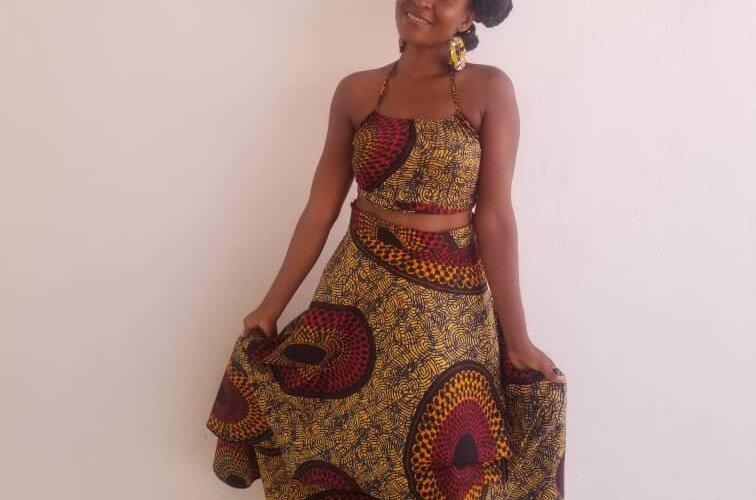 Nana with self-designed dress