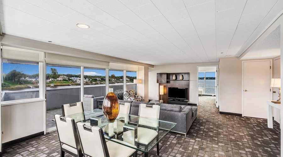 North Suite, an expansive two room suite with private balcony and an unparalleled river view. 