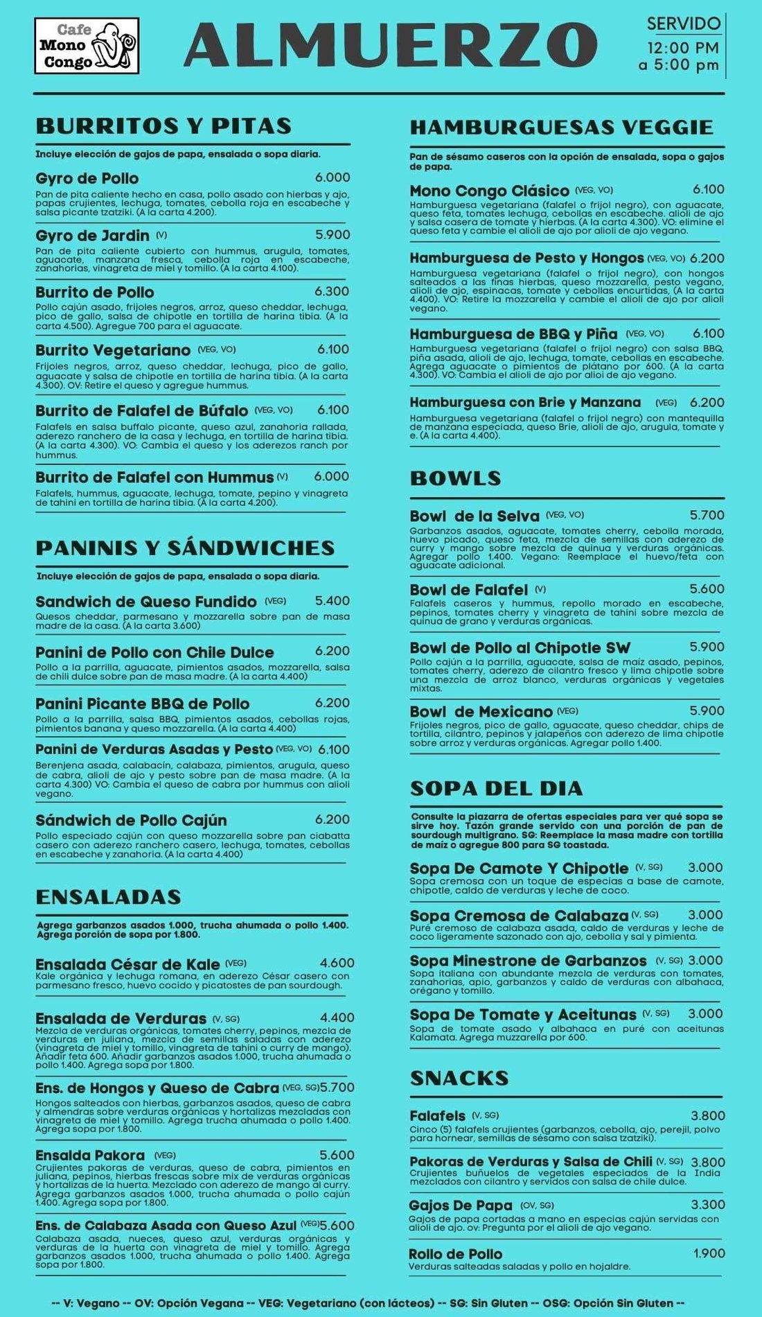 CAFE MONO CONGO, Dominical - Menu, Prices & Restaurant Reviews ...