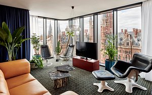The Standard, London in London, image may contain: Penthouse, Living Room, Plant, Couch
