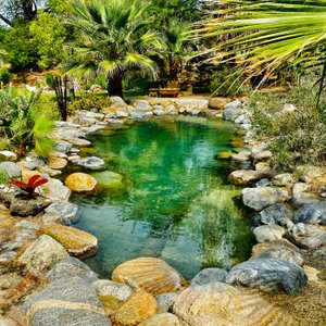 Private Osana style soaking pool with self-fill hot mineral water