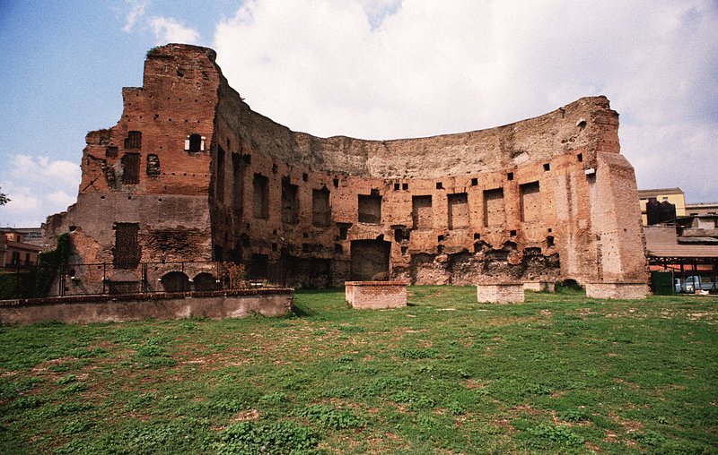 The semicircular wall of the Baths of Trajan in Rome