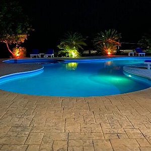 Beautiful night view of the pool.