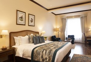 Daleside Manor in Kasauli, image may contain: Bed, Home Decor, Rug, Lamp