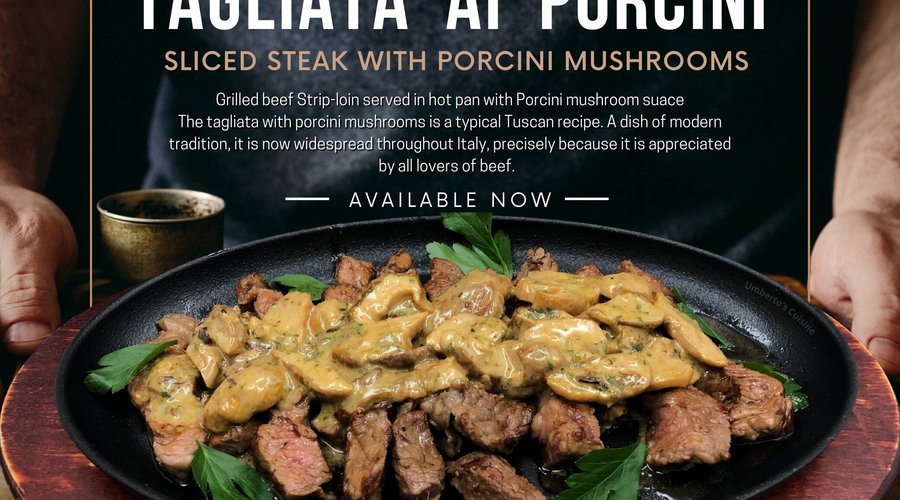 Tagliata porcini. Traditional piedmont dish
