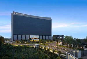 Hyatt Regency Gurgaon in Gurugram (Gurgaon), image may contain: Office Building, Building, Convention Center, Scoreboard