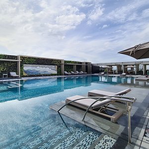 20-meter heated pool at the SORA Rooftop of Hotel Okura Manila