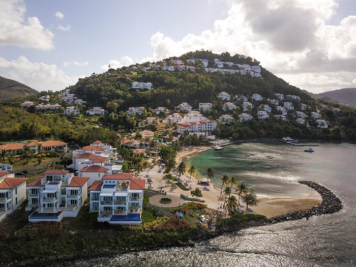 photo highlighting the villas and ocean views.