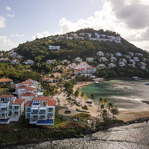 photo highlighting the villas and ocean views.