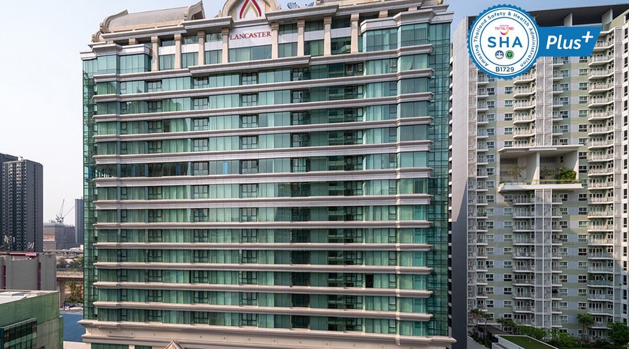 Lancaster Bangkok hotel building with SHA Plus logo