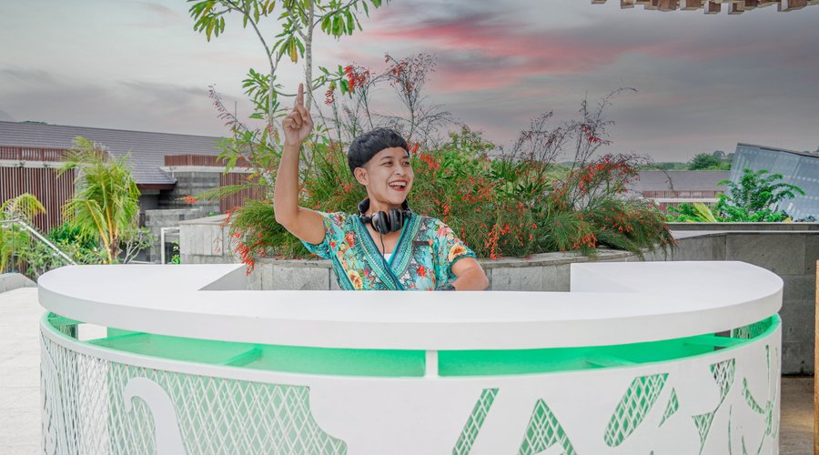 The resort's sound navigator, DJ Anastasia