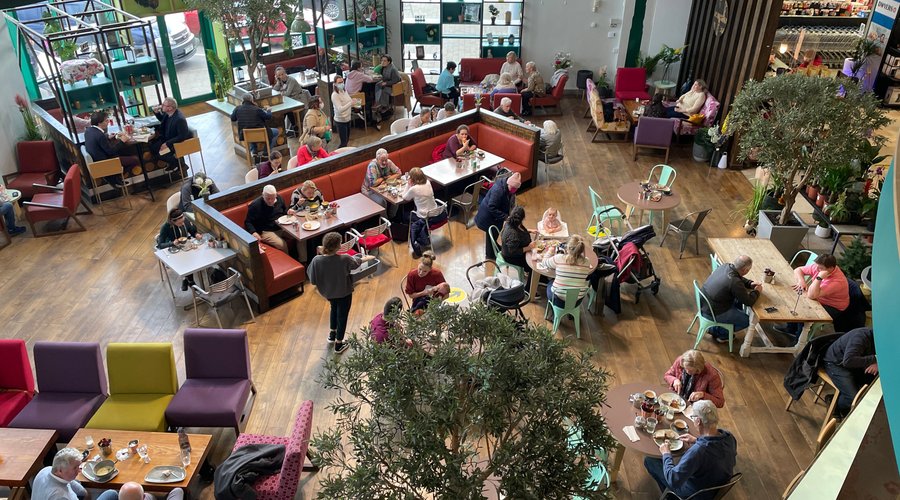 Plenty of space in our bright open atrium cafe.