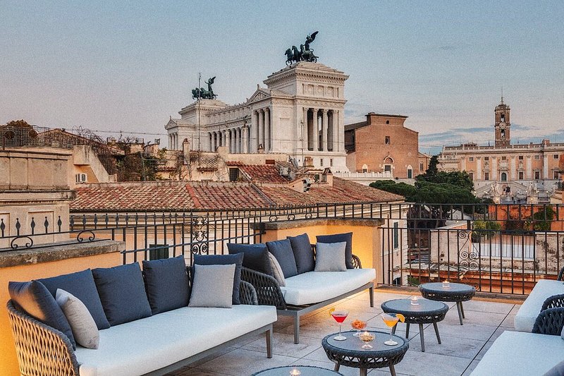Uitzicht vanaf het dakterras van het Otivm Hotel in Rome