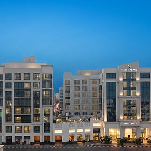 Hyatt Place Dubai Al Rigga Residences Façade at Dusk