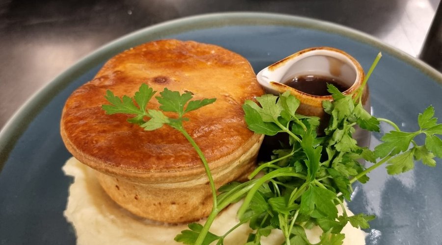 Pie and mash: Beef & Guinness, Chicken and Mushroom, Seasonal Game or Veggie