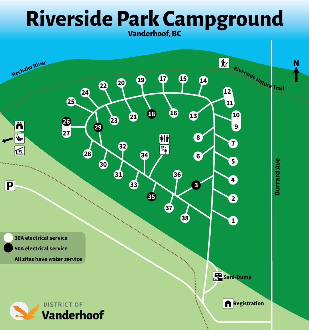 RIVERSIDE PARK CAMPGROUND Updated 2024 Reviews Vanderhoof British   Campside Map 