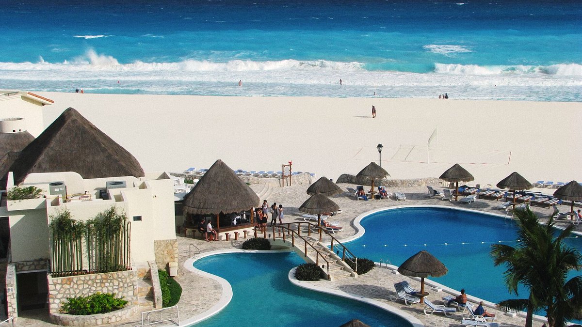 Aerial view of a resort in Cancun Mexico