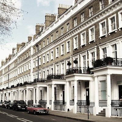 Houses along the road at Kensington, London
