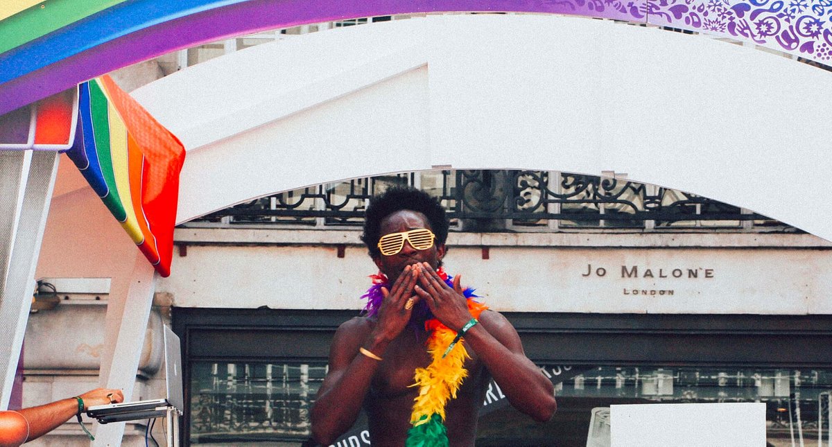 A man celebrating at London Pride