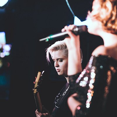 A band performing at Pride's Got Talent at London pride
