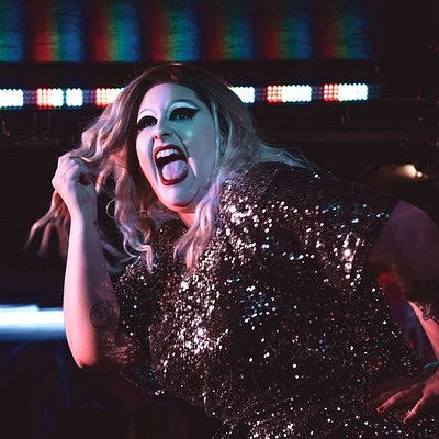 A drag performer at a drag brunch in London