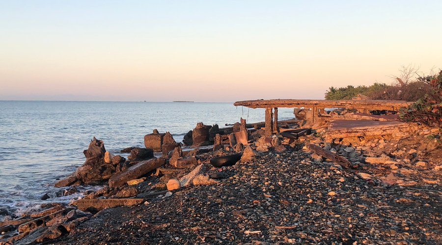 Some ruins on the other side of the waterfront