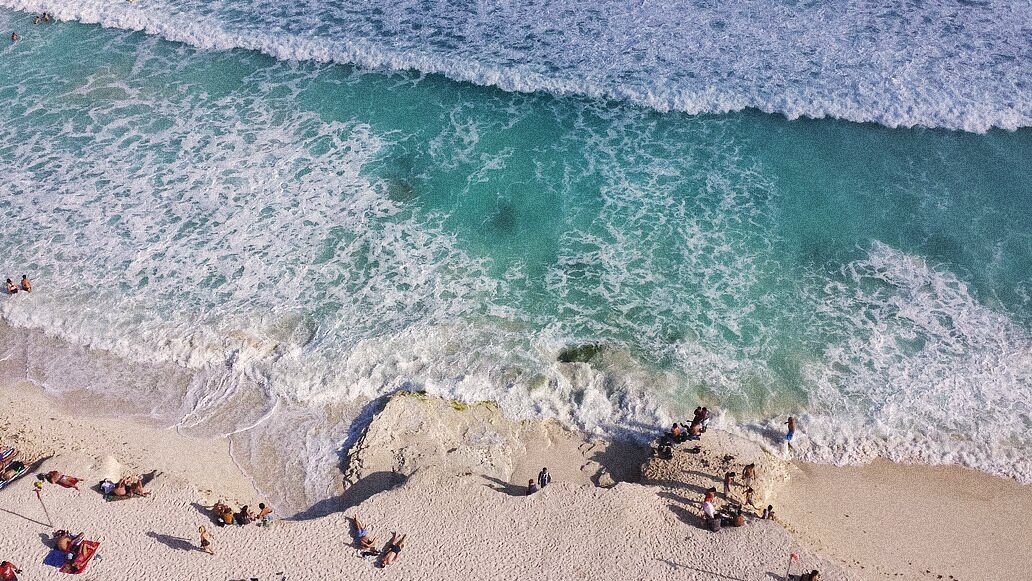 Aerial view of a beach in Cancun