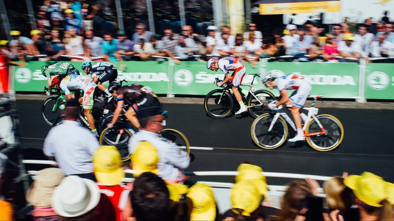Cyclists at the Tour de France in Paris