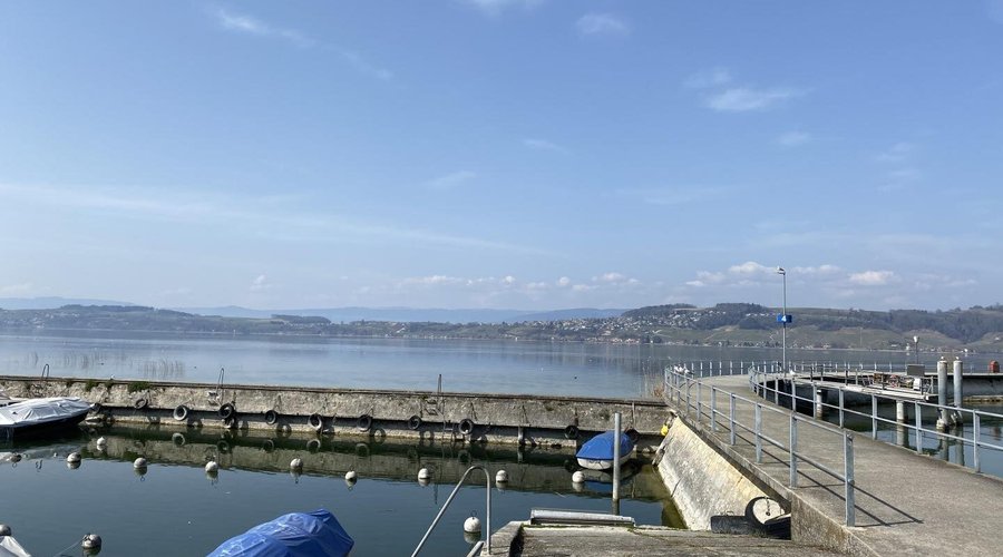 Promenade au bord du lac de Morat avec son port de plaisance