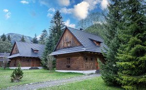 Hotel Liptovský dvor in Liptovsky Jan, image may contain: Housing, Tree, House, Log Cabin