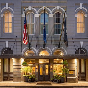 Main Entrance to The Pelham Hotel located in downtown New Orleans just steps from the French Quarter and top attractions in the city.