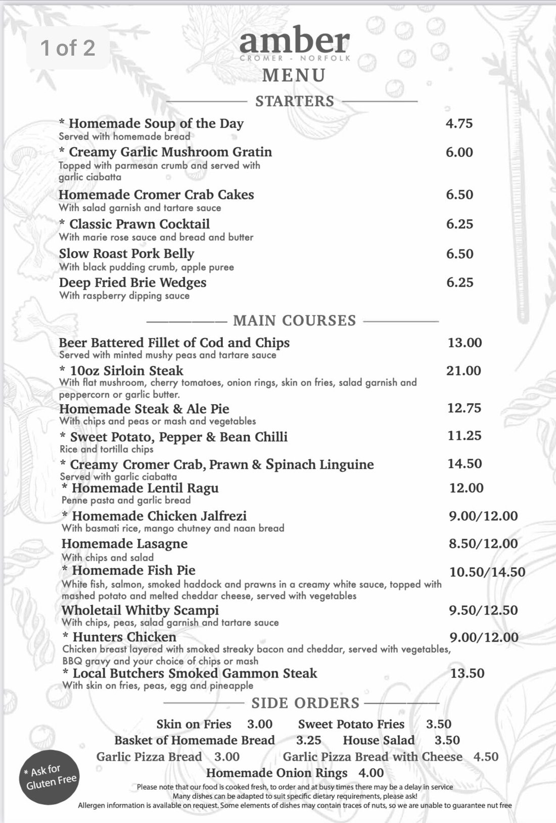 AMBER BAR & RESTAURANT, Cromer - Menu, Prices & Restaurant Reviews ...