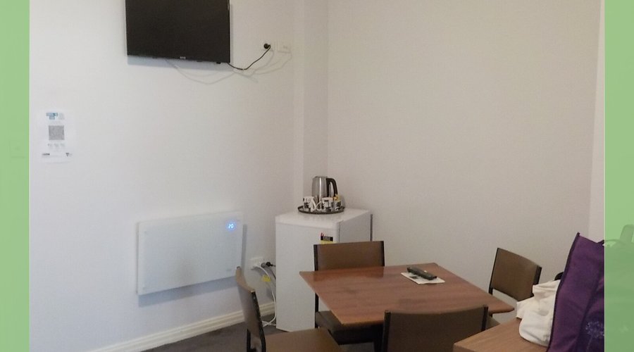 TV, fridge, dining table
