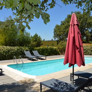 Piscine de 10 x 4 mètres avec transats et parasols