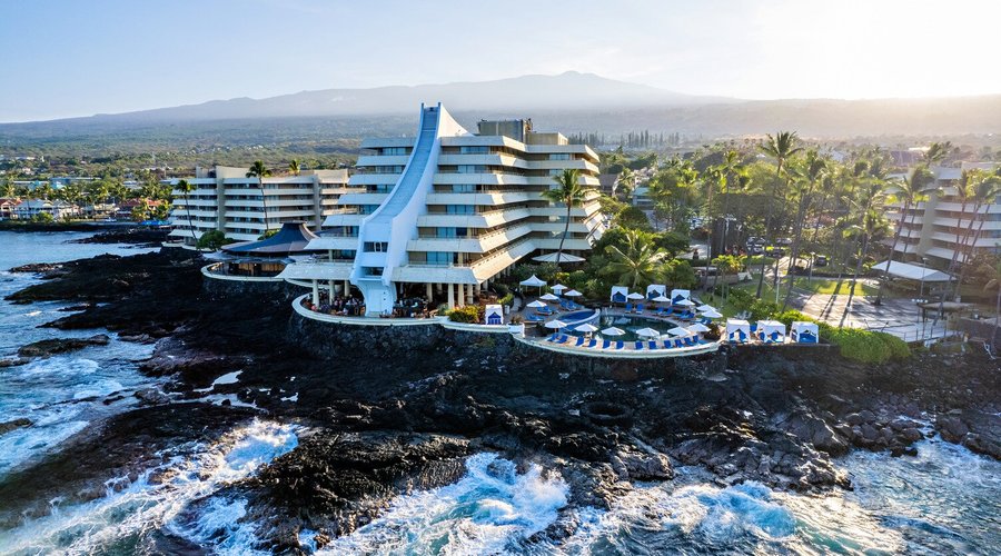 With its dramatic setting, the Royal Kona Resort is an oceanfront landmark in Kailua-Kona.