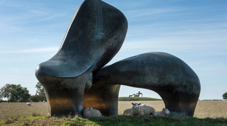 Henry Moore's sculpture 'Sheep Piece' in the fields at Henry Moore Studios & Gardens
Photo: John Chase
